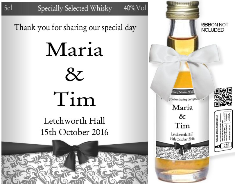 Personalised Miniature Alcohol Bottles Wedding Label 76A Just A Glass